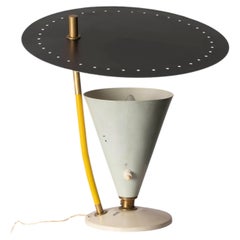 Italian Mid-Century Modern Lacquered Metal and Brass Table Lamp, 1950s