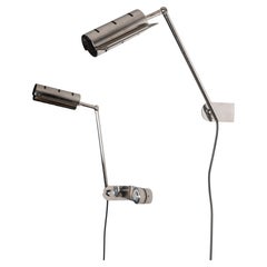 Pair of Adjustable Chrome Wall Sconces, Italy, 1970s