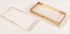 Italian Lucite and Brass Decorative Box, Gabriella Crespi Style, 1970s