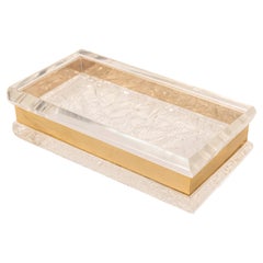 Italian Lucite and Brass Decorative Box, Gabriella Crespi Style, 1970s