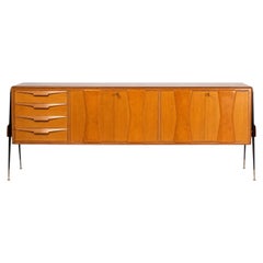 Silvio Cavatorta Italian Sideboard in Wood, Glass and Bronze, circa 1950