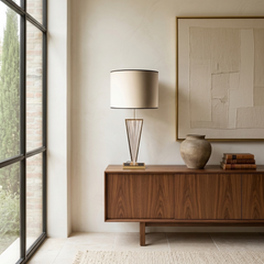 French Hollywood Regency Brass and Lucite Table Lamp, 20th Century