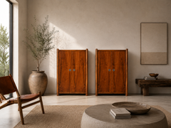Pair of Italian Walnut Veneer Cabinets, circa 1980