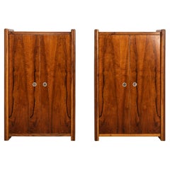 Pair of Italian Walnut Veneer Cabinets, circa 1980