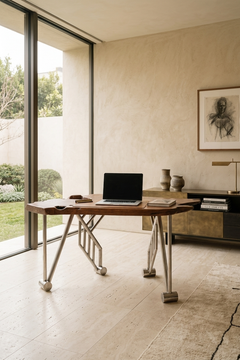 Sculptural Live-Edge Wood and Metal Desk, Europe, circa 1980