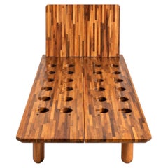 Pair of Modernist Solid Wood Single Beds, circa 1970s