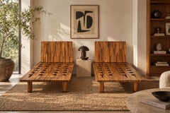 Pair of Modernist Solid Wood Single Beds, circa 1970s
