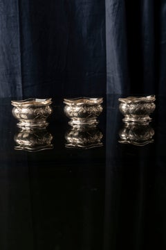 Set of Three Puiforcat Art Nouveau Silver Salt Cellars, France