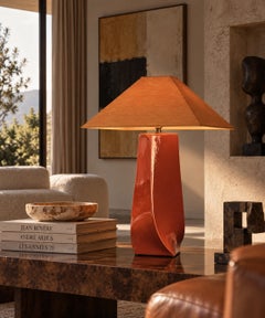 Faïencerie de Charolles Ceramic Table Lamp and Vase, France, circa 1980