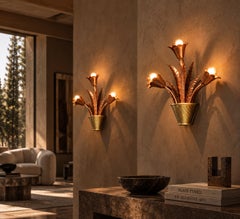 Pair of French Floral Wall Sconces Attributed to Maison Lunel, circa 1950