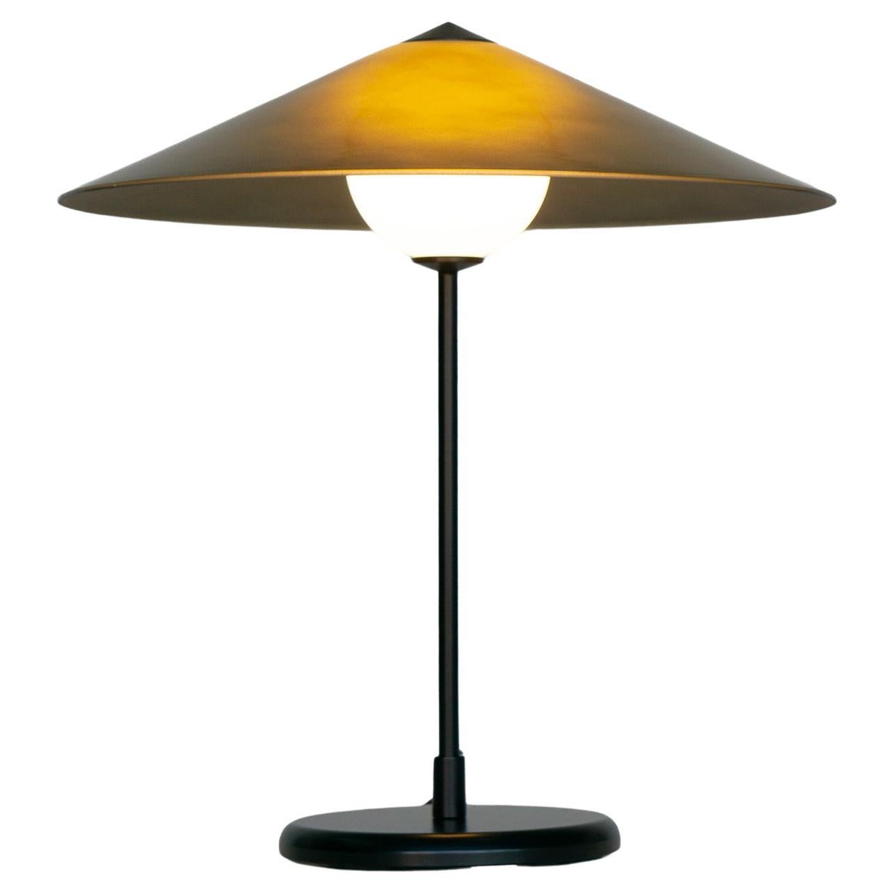 MARSHA Table Lamp in Fern Green Glass & Black Powder Coated Metal Finish For Sale