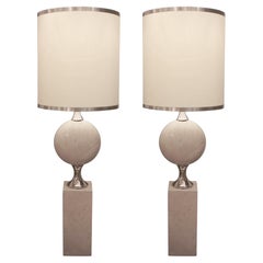 1970 Coppia di grandi basi per lampade scultoree di Philippe Barbier per Maison Barbier
