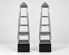 Pair of Illuminating Pyramid-Shaped Shelves, Maison Jansen, circa 1970