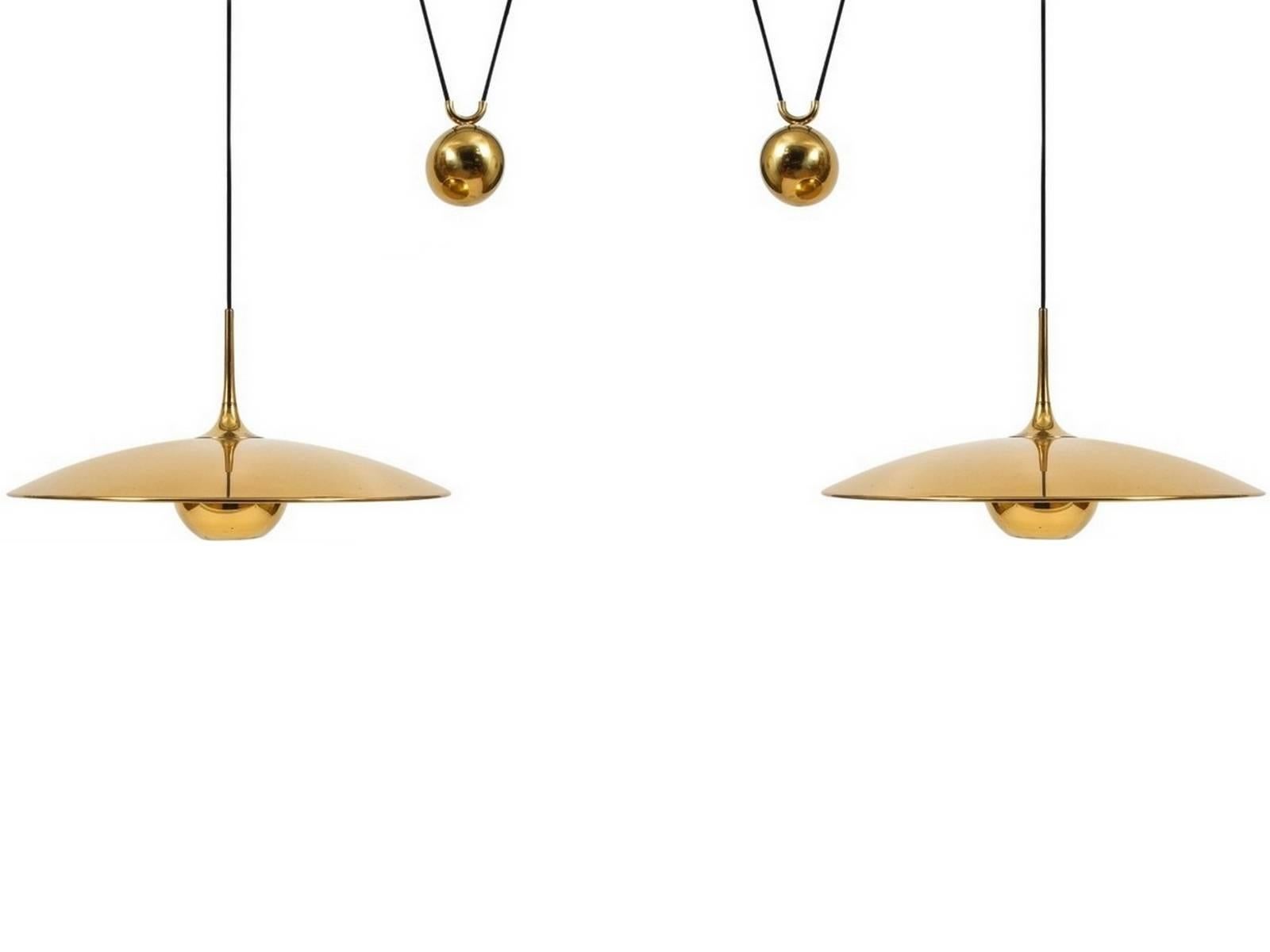 Double Pendant Light with Two Center Counterweight by Florian Schulz In Excellent Condition In Paris, FR