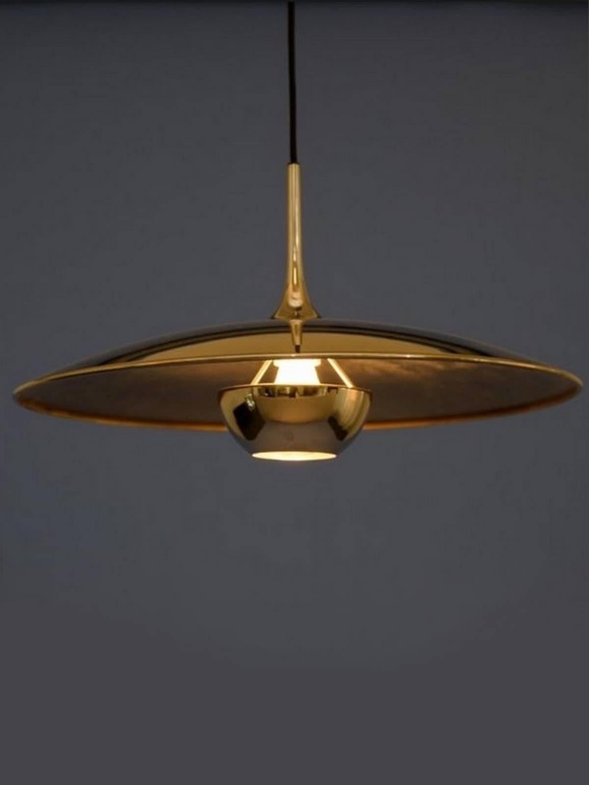 Brass Double Pendant Light with Two Center Counterweight by Florian Schulz