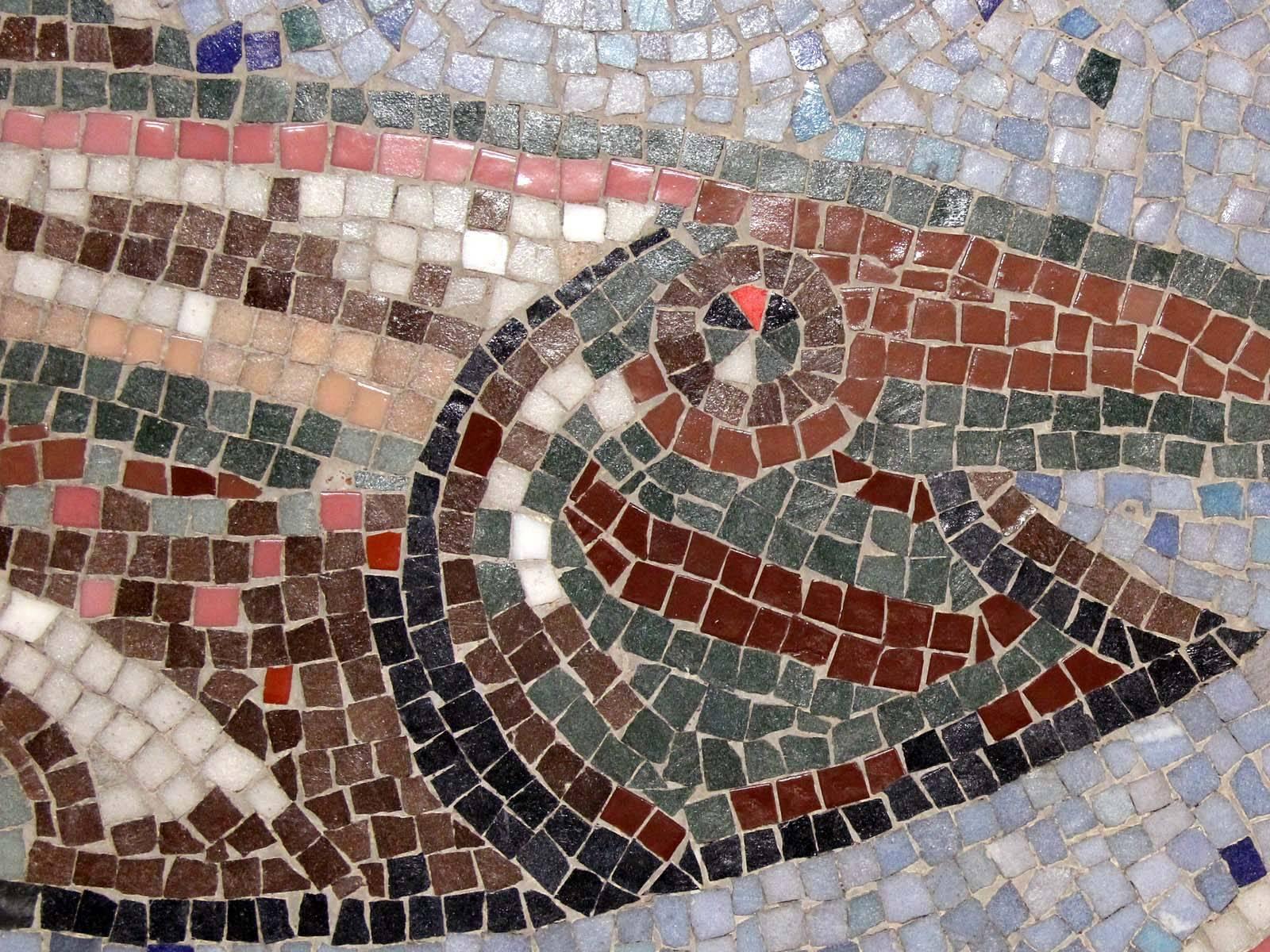 Mid-20th Century Swordfish's Ballet, Glass Mosaic Panel