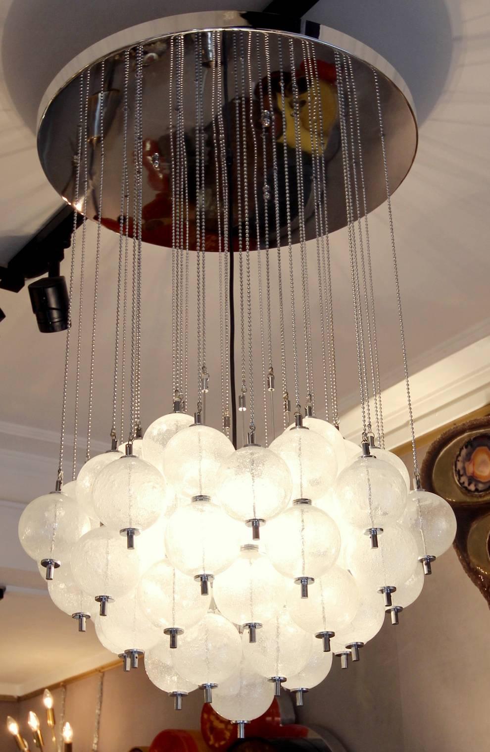 Large 1980s Ceiling Light by Zero Quattro Milano,  with Murano glass spheres 1