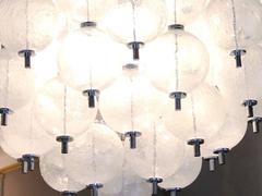 Large 1980s Ceiling Light by Zero Quattro Milano,  with Murano glass spheres