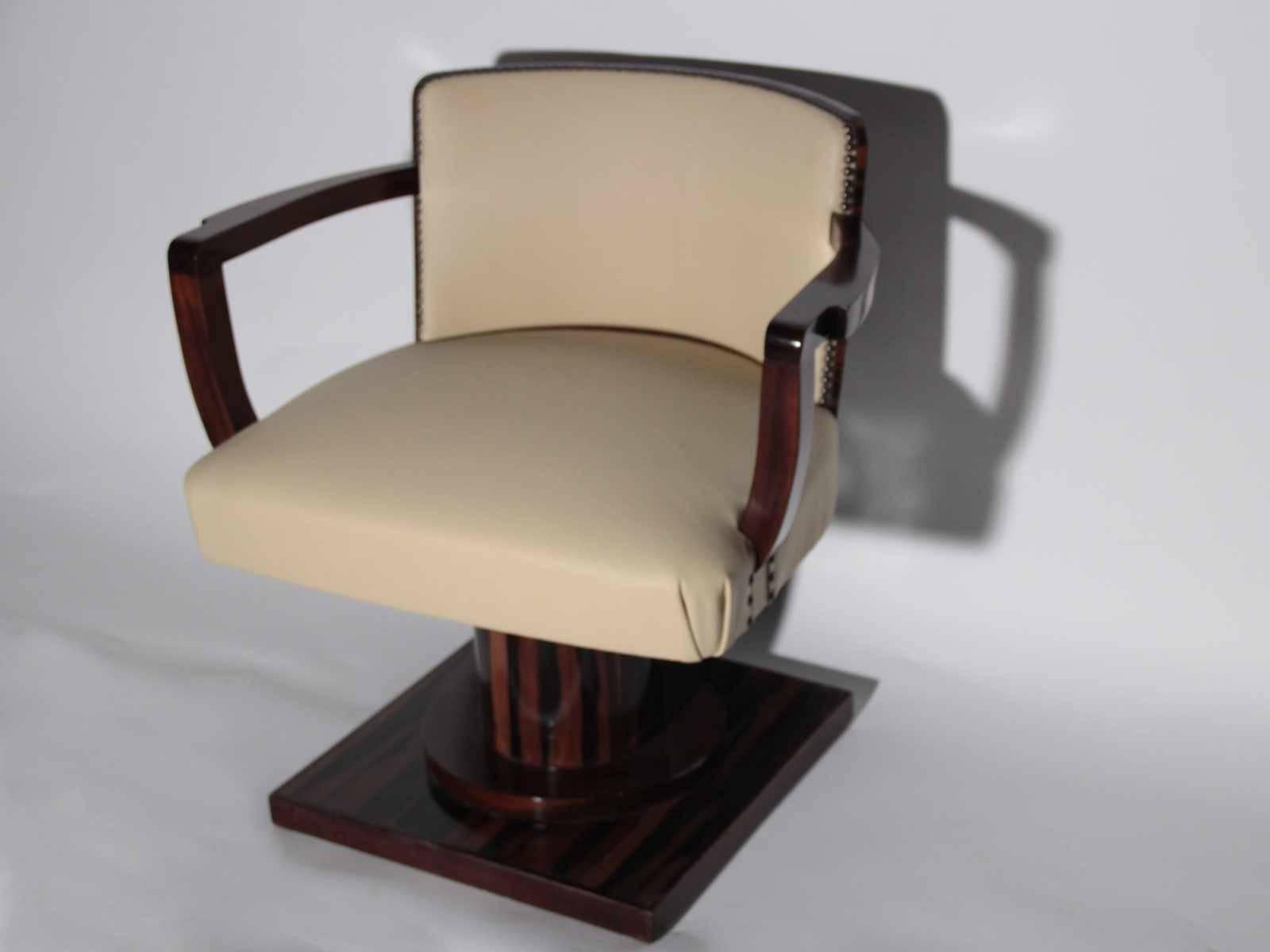 Mid-20th Century Rotating Desk Armchair in Macassar Ebony, Art Deco Period