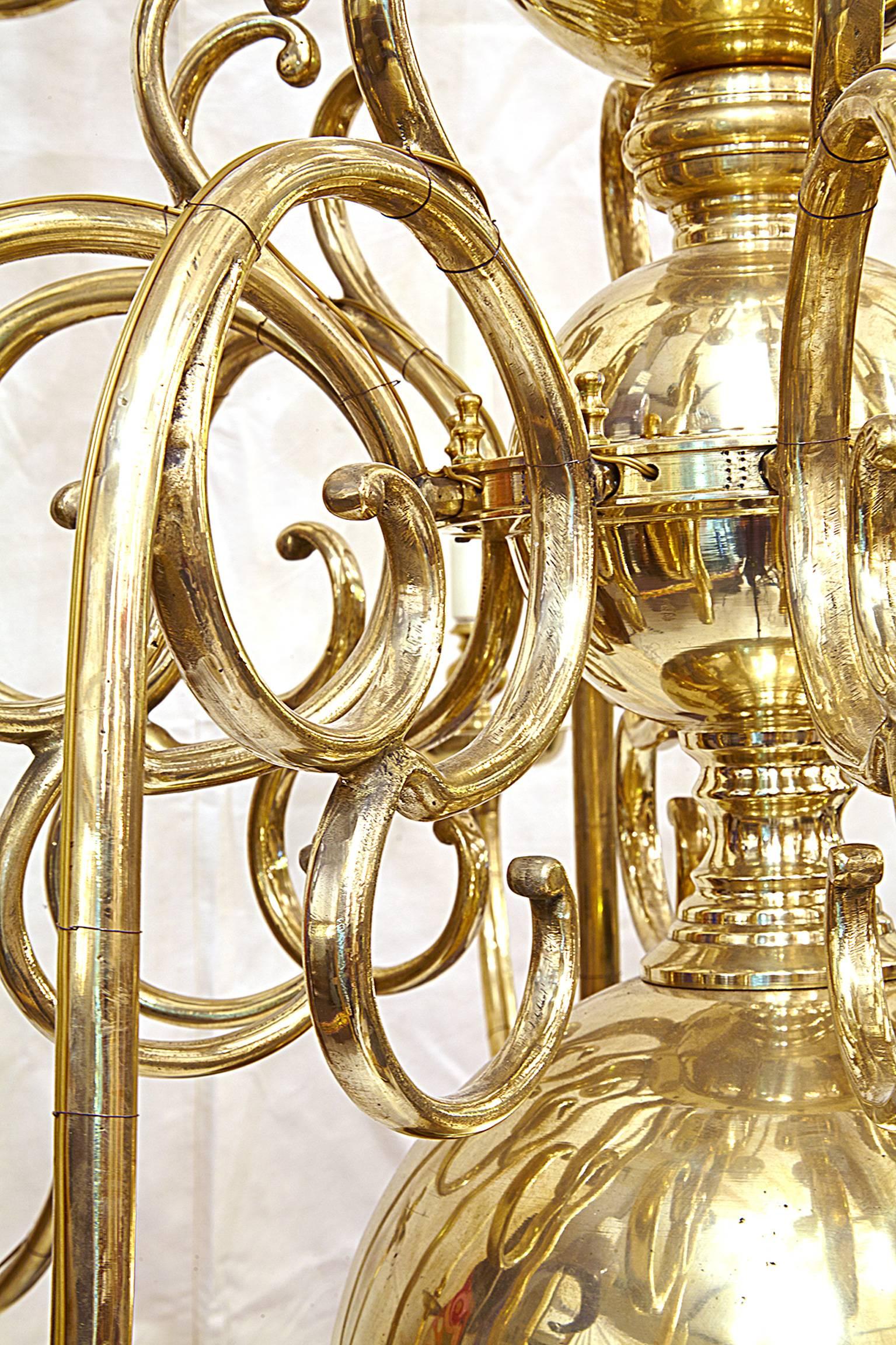 Brass Monumental Dutch Chandelier, France, 19th Century