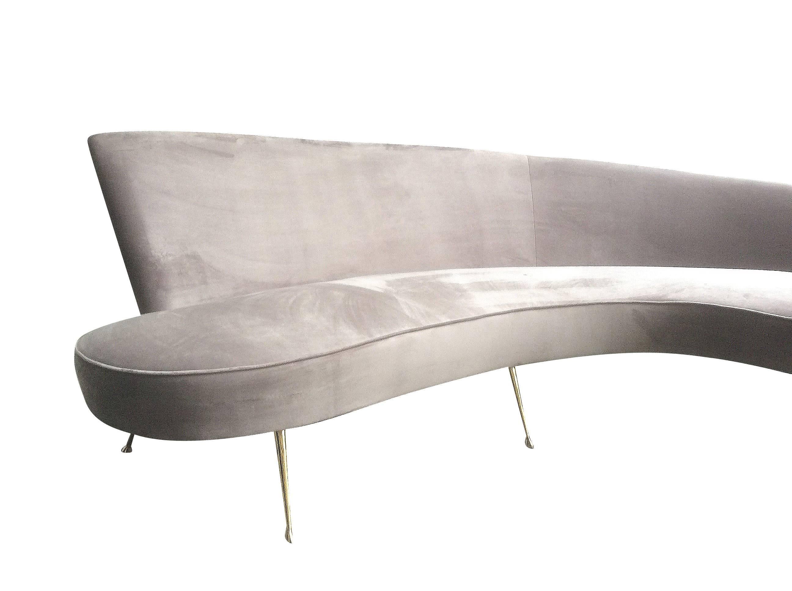 Contemporary Large Italian Curved Sofa in 1950s Style
