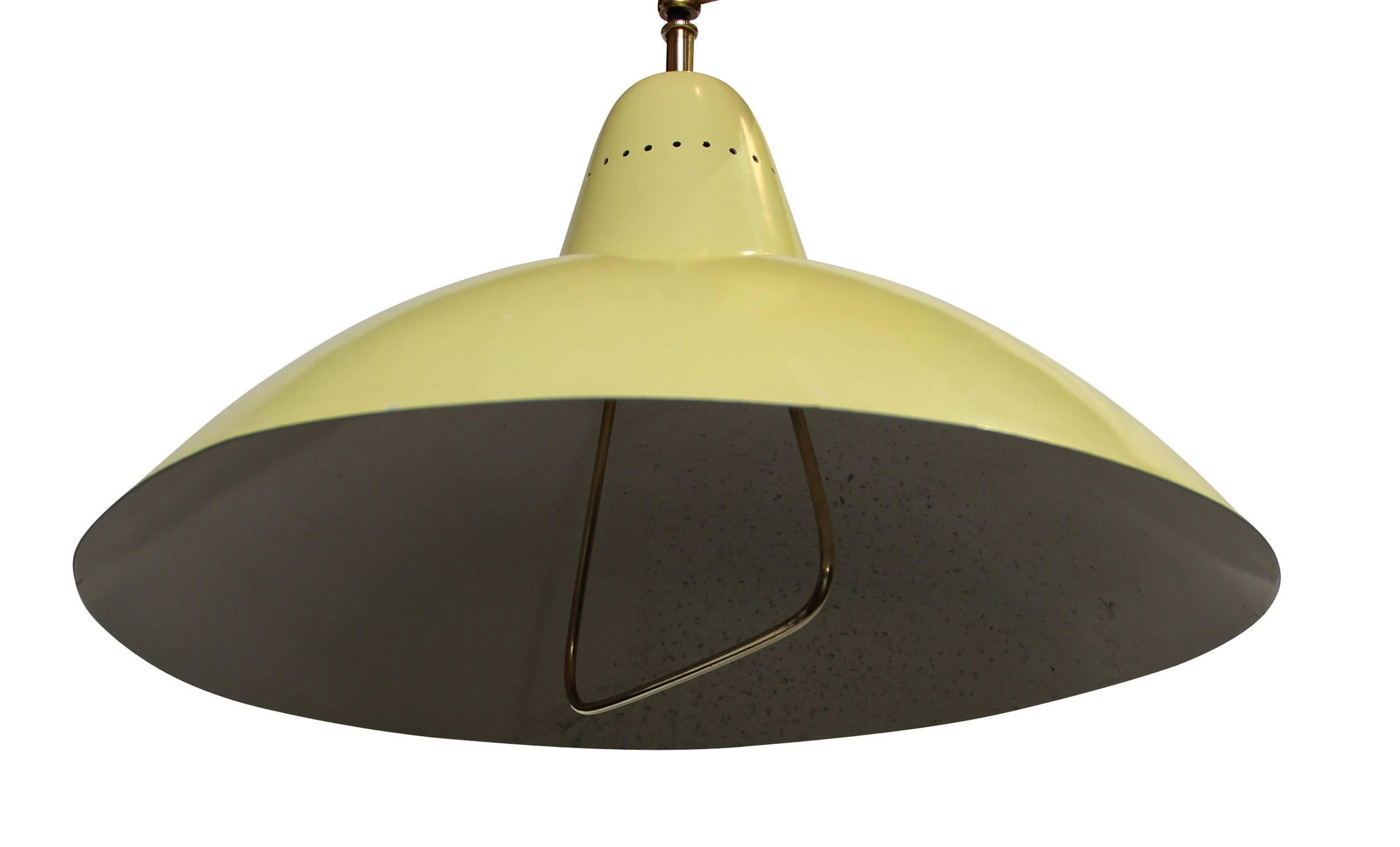 Lacquered Sliding Hanging Lamp, in the style of Arredoluce, Italy, 1950 For Sale