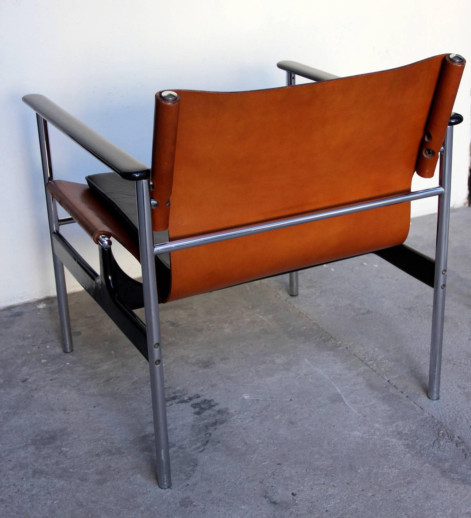 French Pair of 657 Sling Lounge Chairs by Charles Pollock for Knoll, 1964