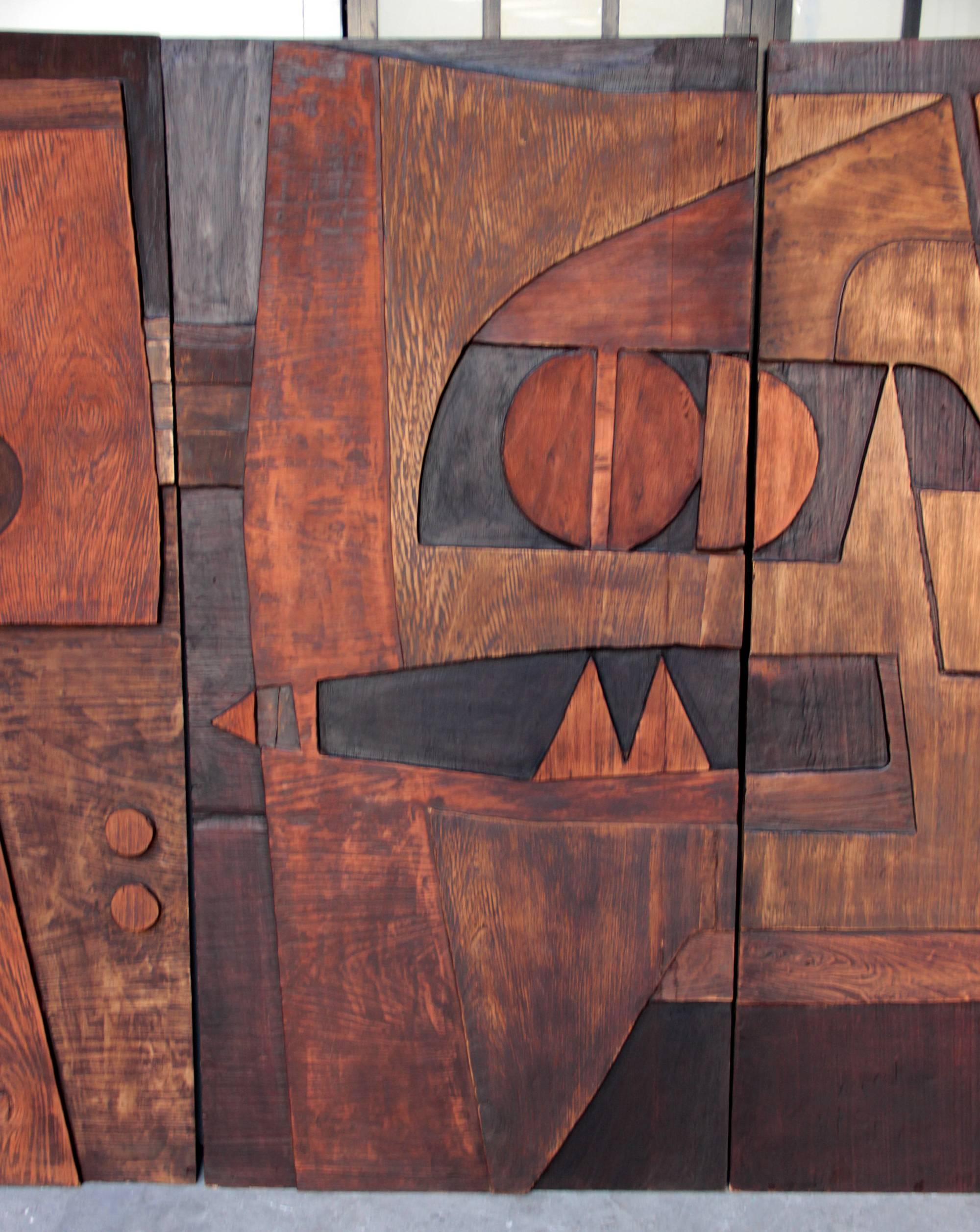 Italian Rare Wall Panel in Six Parts, Nerone Ceccarelli, Gruppo NP2, Italy, 1973