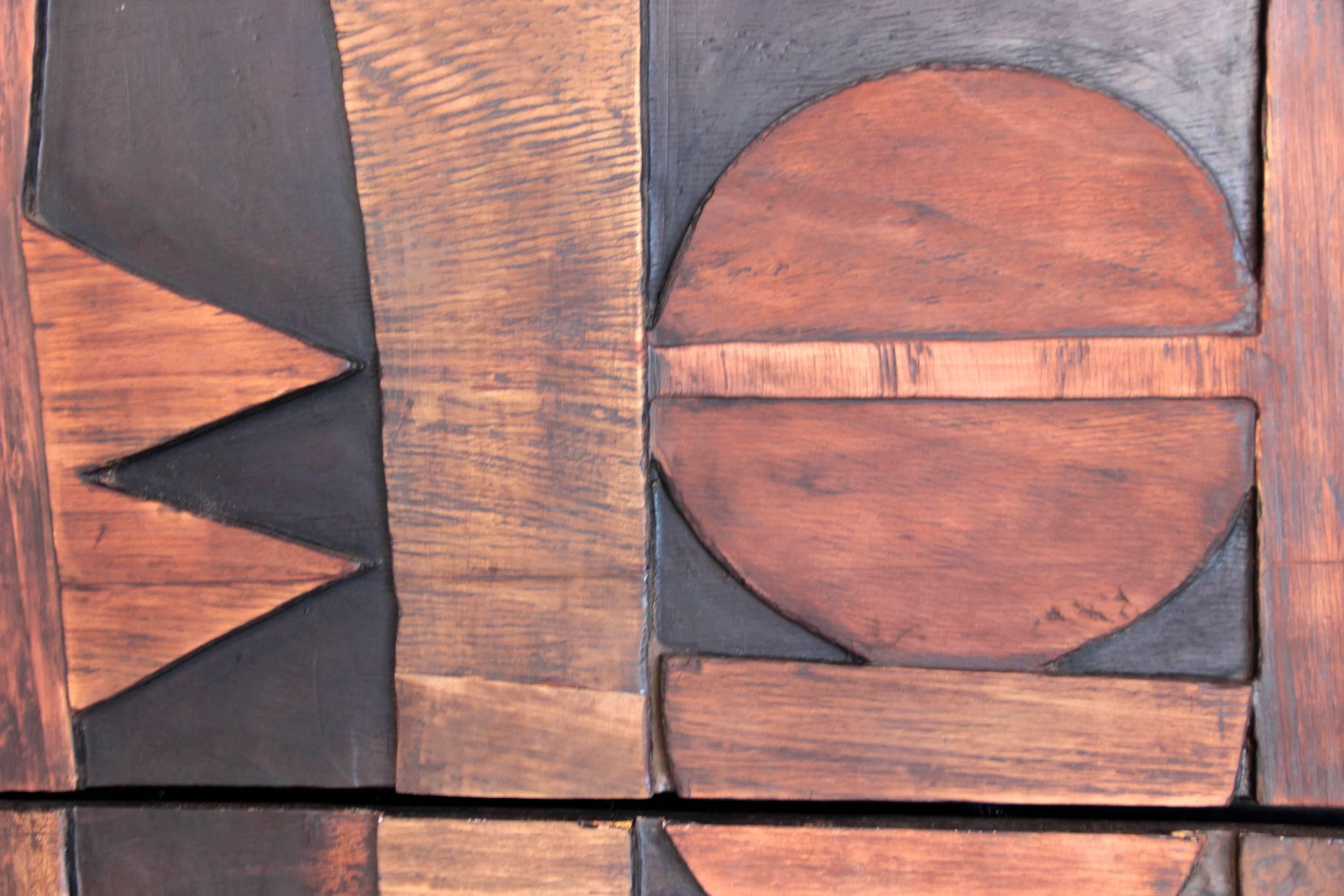 Wood Rare Wall Panel in Six Parts, Nerone Ceccarelli, Gruppo NP2, Italy, 1973