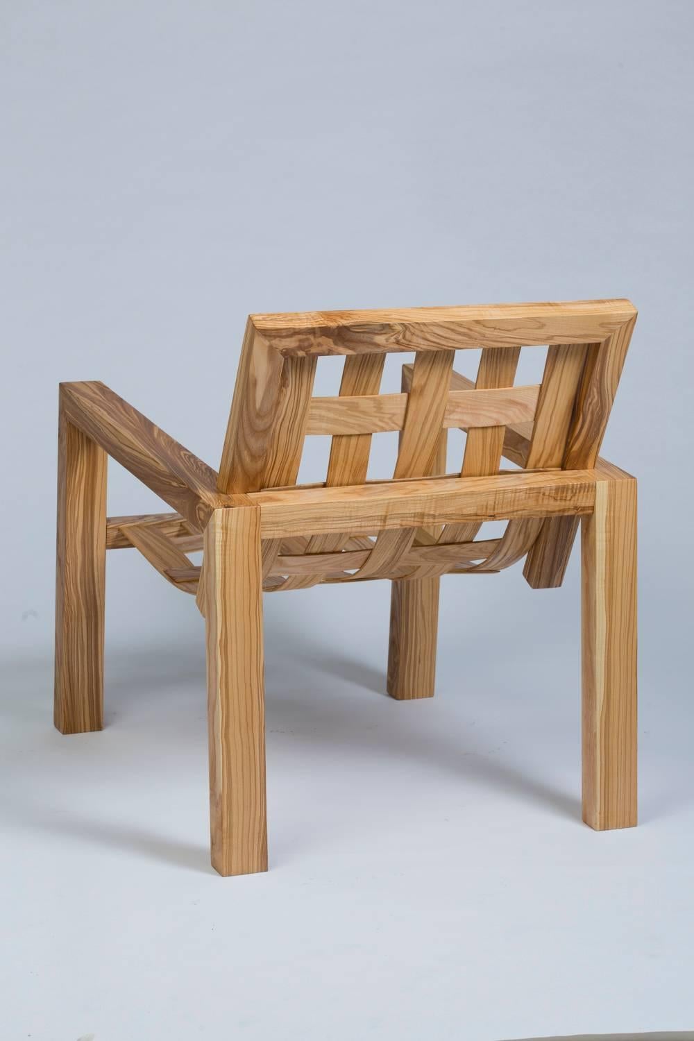French Two Armchairs in Solid Wood, Philippe Rodenas for Galerie Canavèse, 2017 For Sale