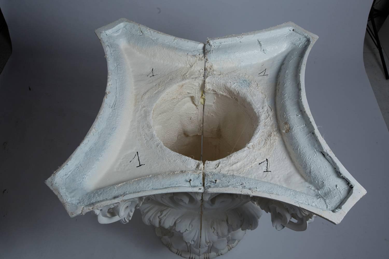 French Four Large Corinthian Half-Capitals in Plaster, France, circa 1930