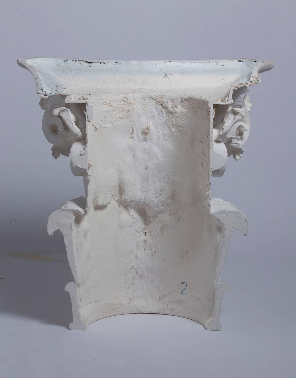 Four Large Corinthian Half-Capitals in Plaster, France, circa 1930 4