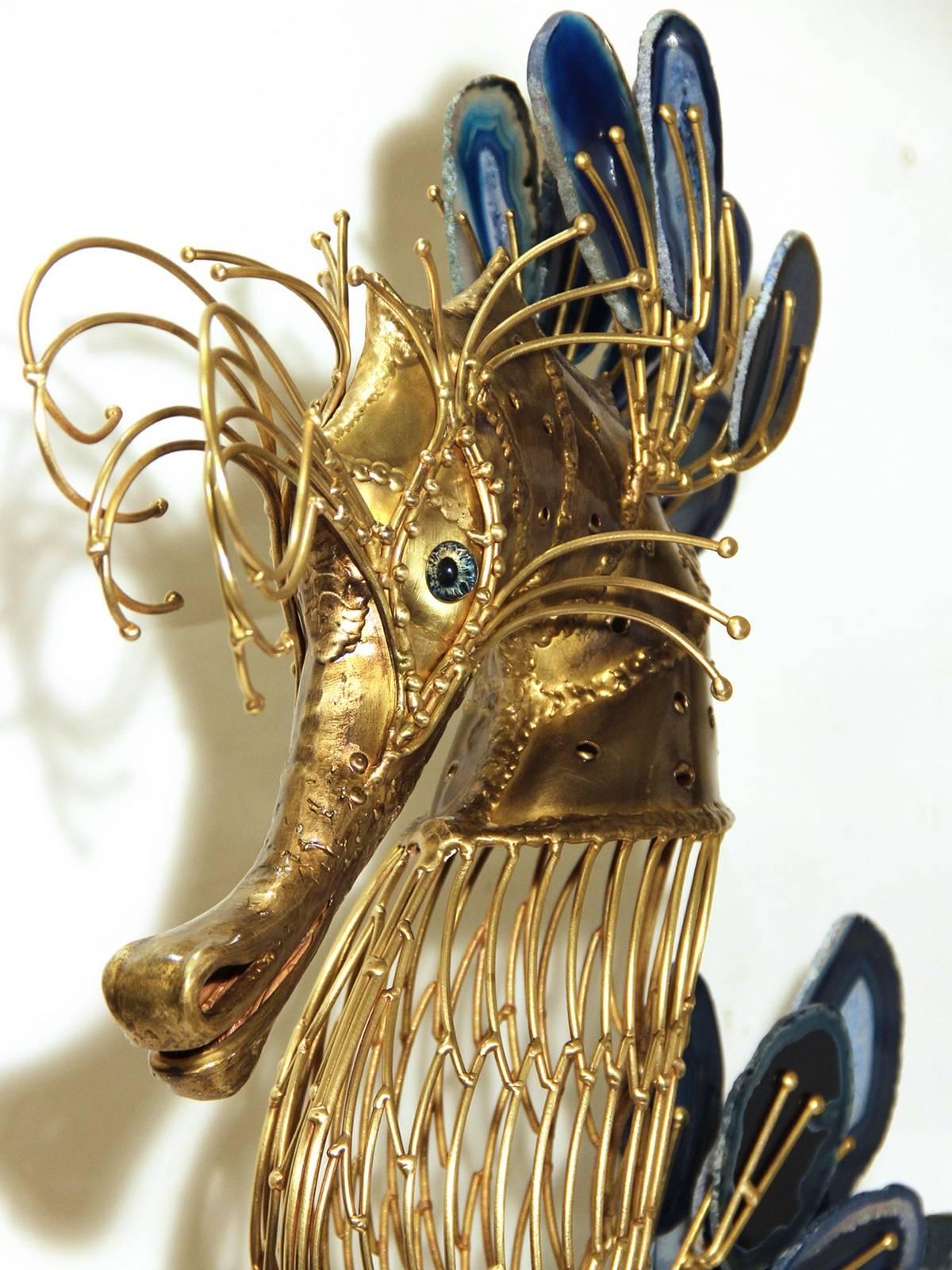 Late 20th Century Seahorse, Illuminating Sculpture by Richard Faure