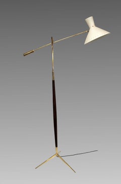 1950s Floor Lamp with Swing Arm by Lunel, France, 1950