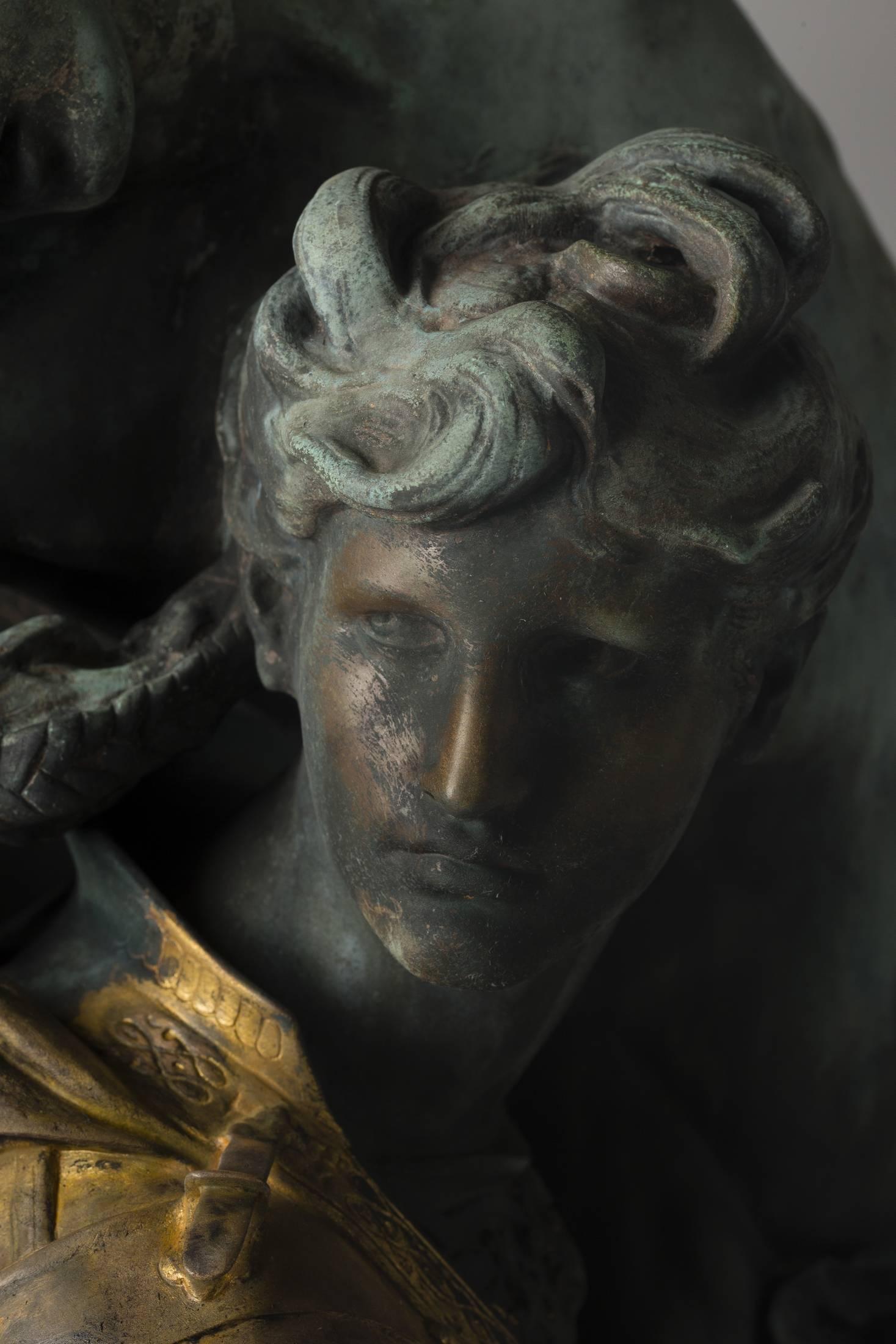 Antonin Mercié Gloria Victis, Important Bronze Group Sculpture In Good Condition In Paris, FR