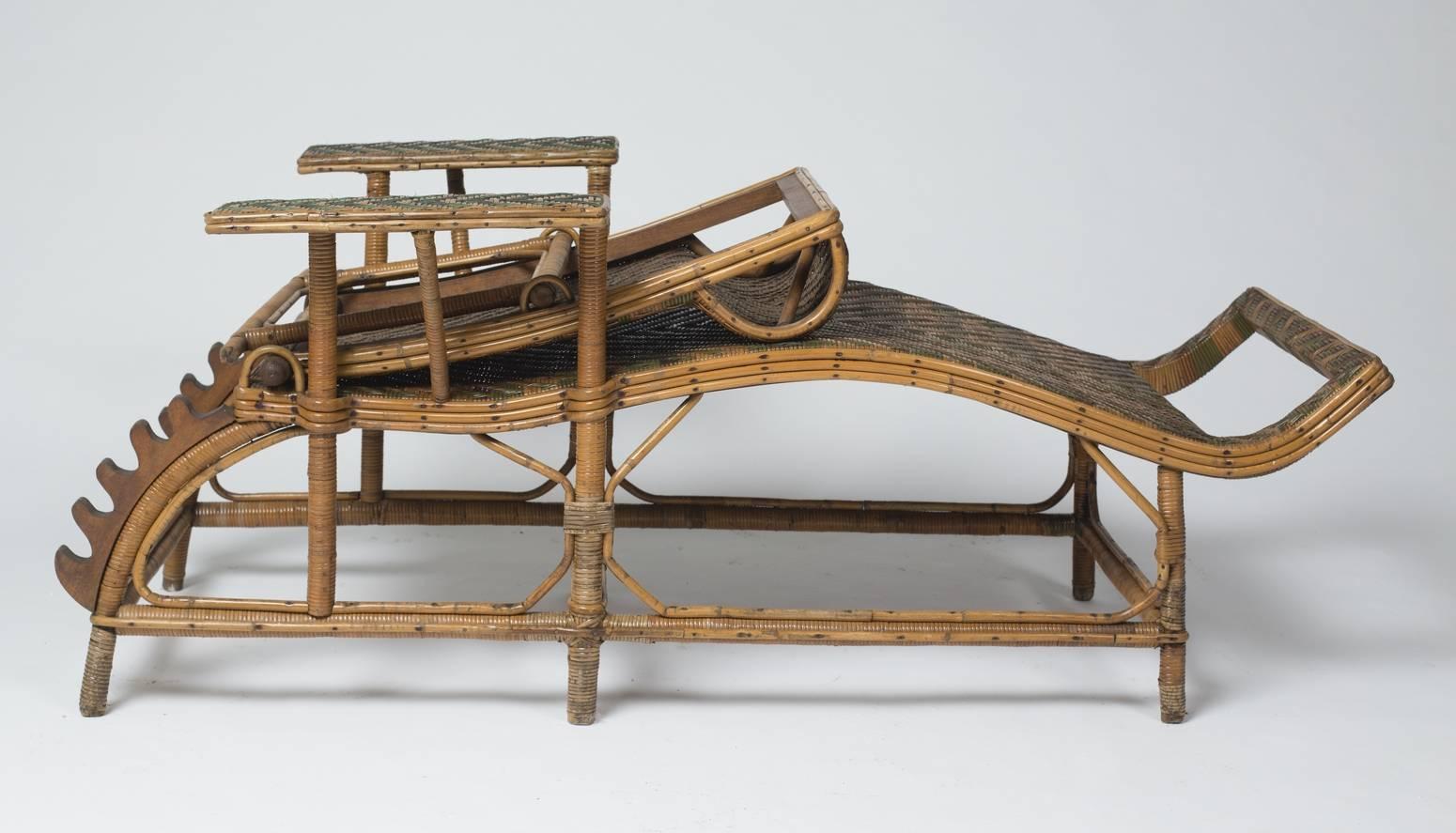 Rattan Chaise Longue by Perret-Vibert, France, circa 1880 In Excellent Condition In Paris, FR