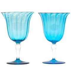 12 Celeste Blue Steuben Water Goblets