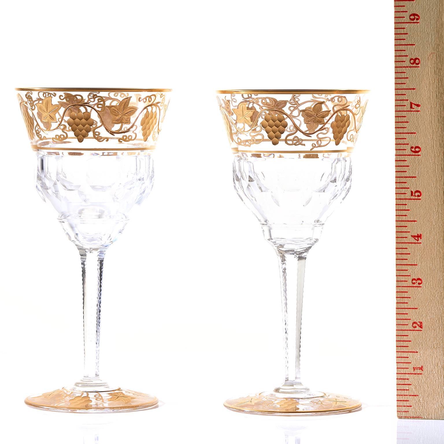 Crystal 12 Val Saint Lambert “Pampre D'Or” Water Goblets