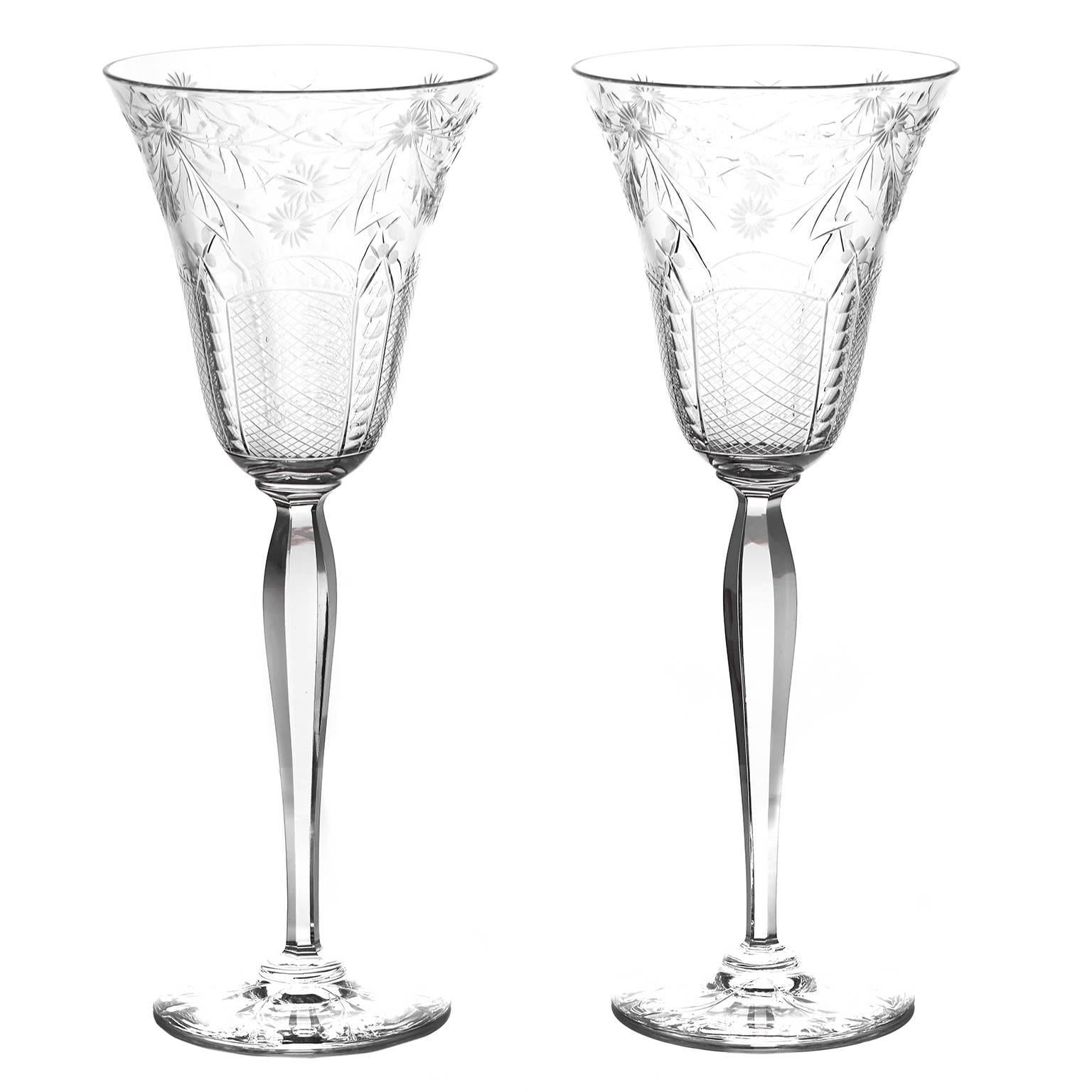 Set of 12 Extra Tall Water Goblets by Kosta Sweden For Sale