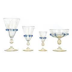 Antique Large Art Deco Venetian Glass, Set for 14