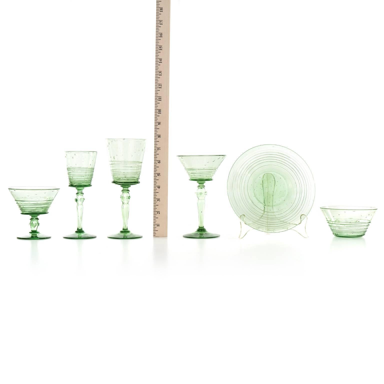 green glass stemware