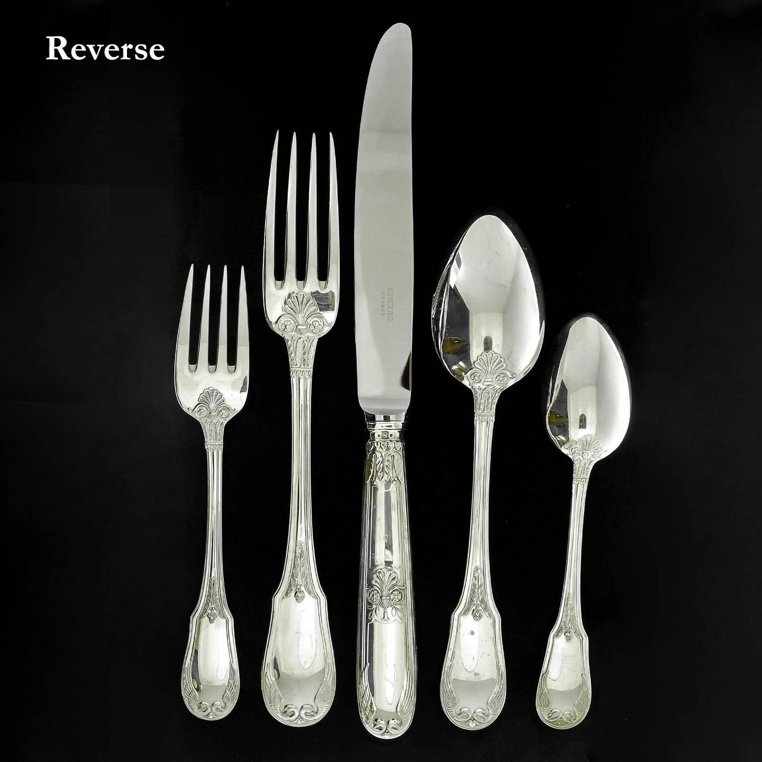 Elegant Sterling Flatware Set for 6 by Ercuis of Paris in Empire