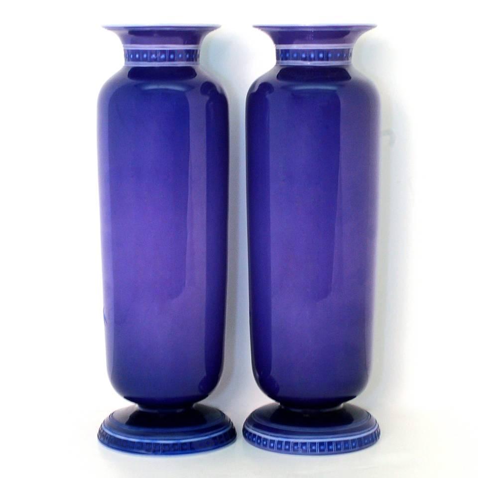 19th Century Stevens & Williams Intaglio Cut Case Art Glass Vases