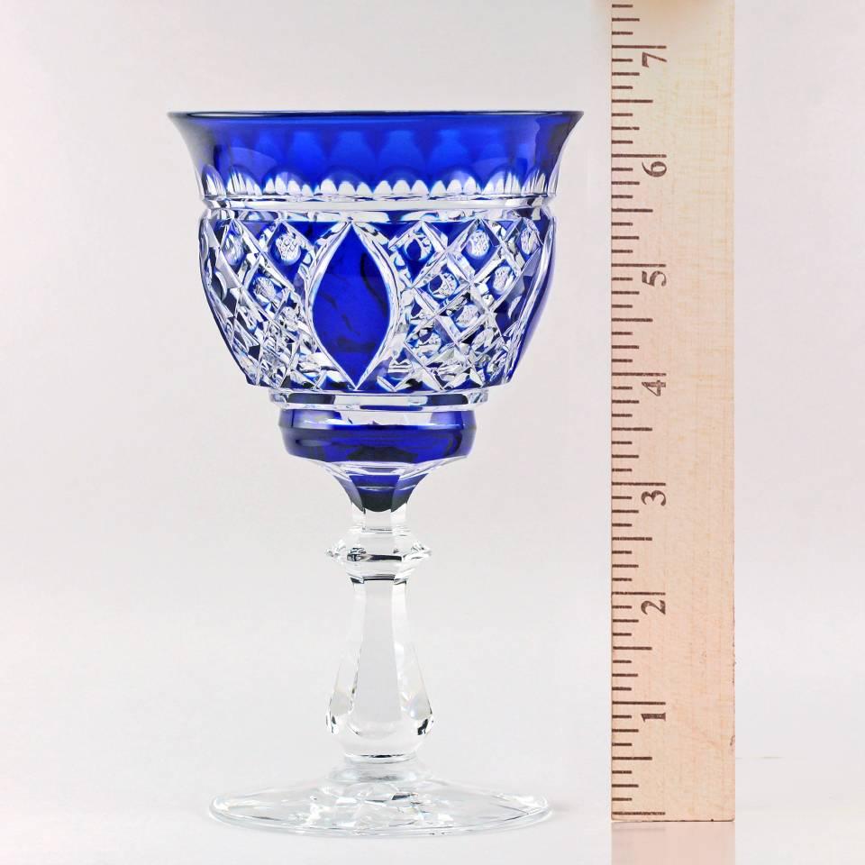 18 Val St. Lambert Cobalt Blue Water Goblets, Stemware In Excellent Condition In Litchfield, CT