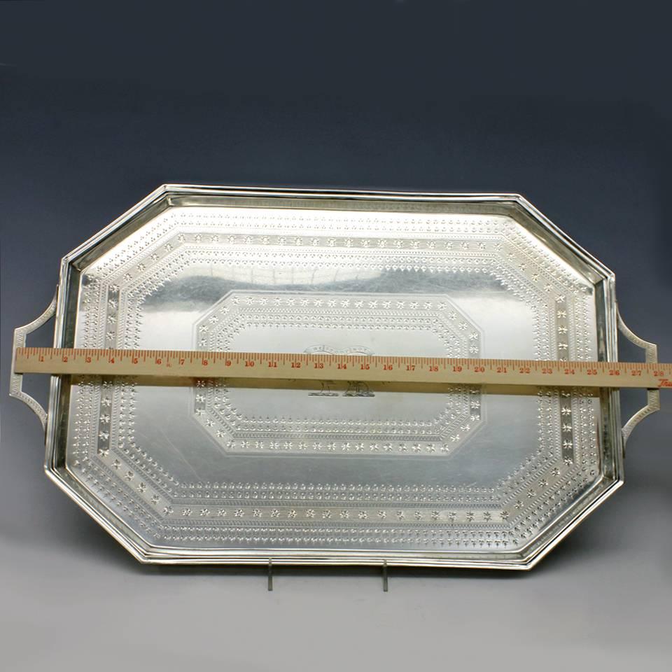 Late 19th Century Magnificent Sterling Tray by Edward Hutton London c1884