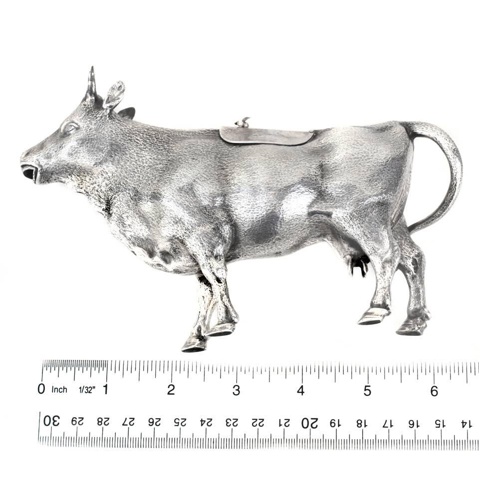 Antique Sterling Cow Creamer In Excellent Condition In Litchfield, CT