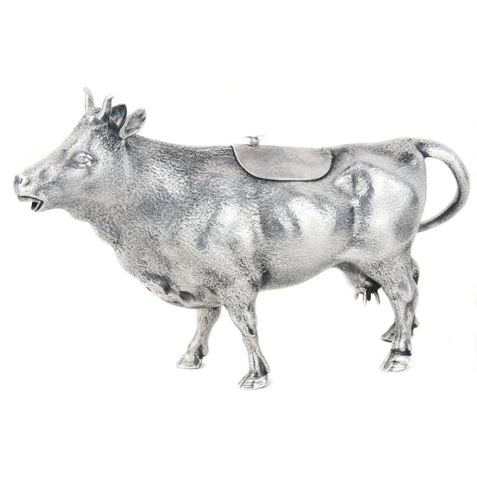 Antique Sterling Cow Creamer 1