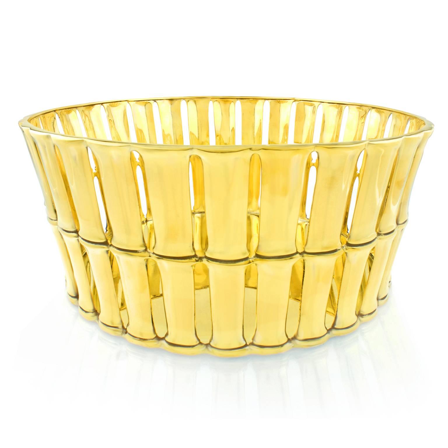 Mid-20th Century Tiffany & Co. Gilded Sterling Bamboo Pattern Centerpiece For Sale
