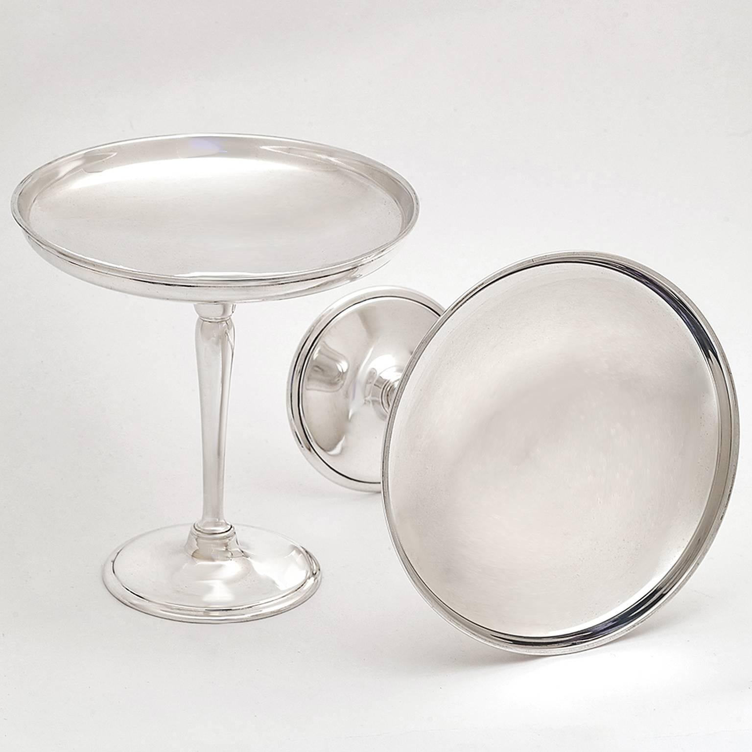 American Pair of Art Deco Tiffany & Co. Sterling Tazzas