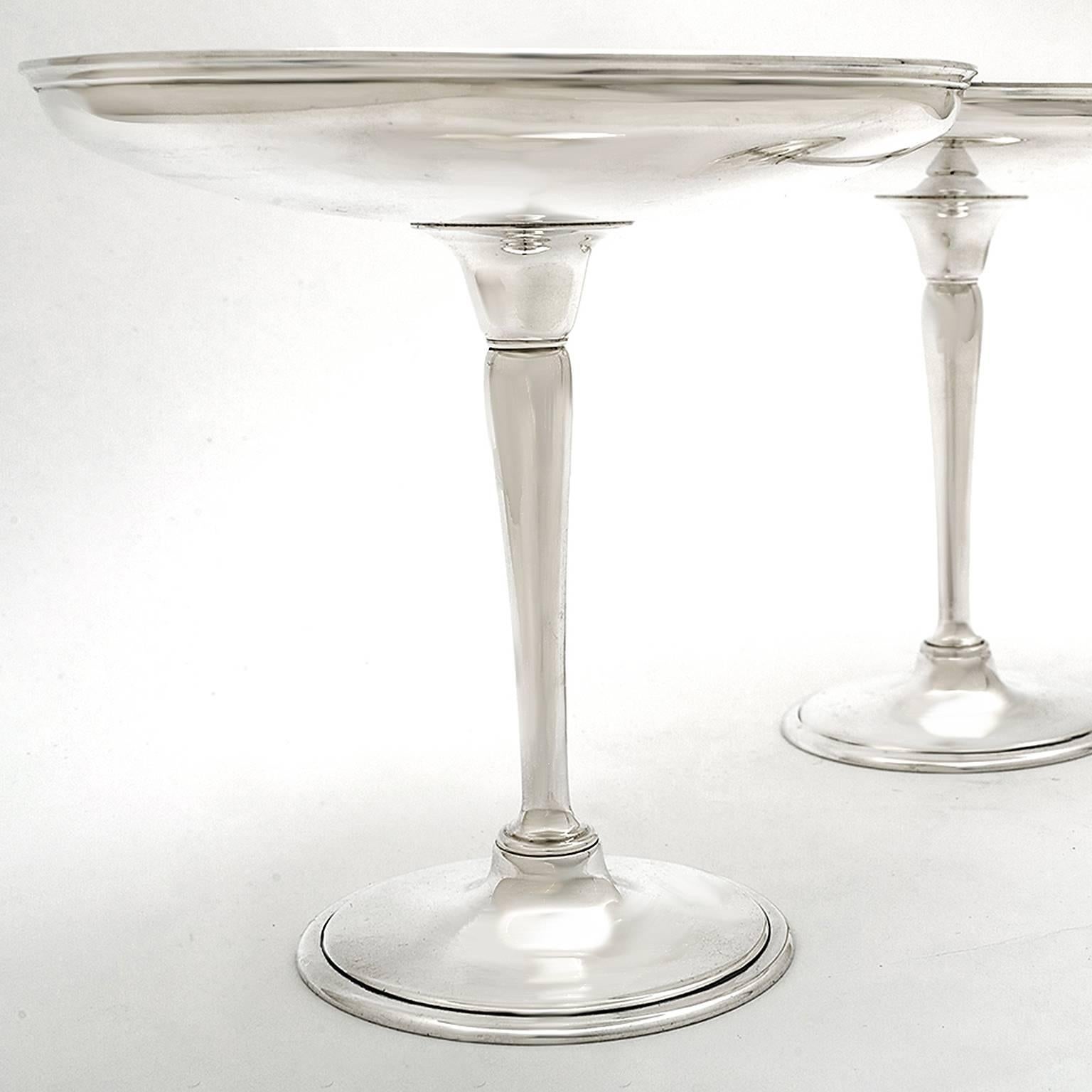 Pair of Art Deco Tiffany & Co. Sterling Tazzas In Excellent Condition In Litchfield, CT